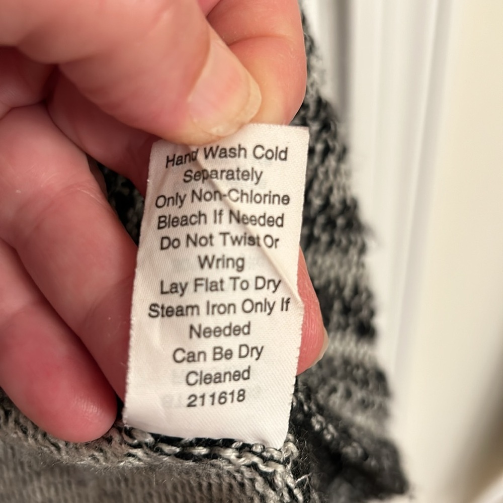 CAbi #483 Patchwork Black Gray Open Front Shawl C… - image 9